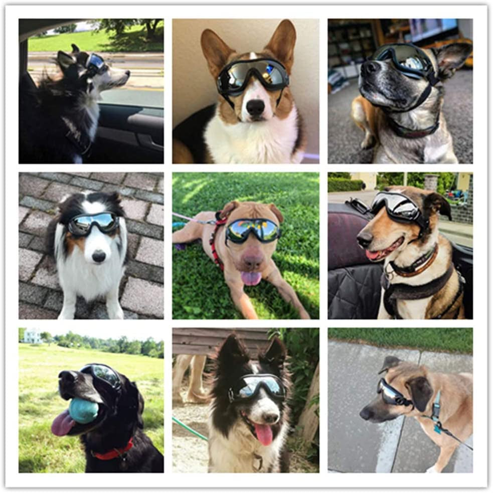 Dog Goggles Medium or Large Dog Sunglasses Anti-Uv Waterproof Windproof Glasses Dog Eyewear for Long Snout Dogs (Silver) Animals & Pet Supplies > Pet Supplies > Dog Supplies > Dog Apparel JIA.L