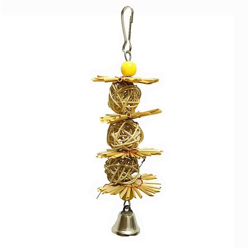 Natural Wooden Grass Pet Parakeet Chewing Toy Parrot Bird Bites Swing Ball Loofah Vine Balls Cage Bird Hanging Accessories Animals & Pet Supplies > Pet Supplies > Bird Supplies > Bird Toys Ardorlove A