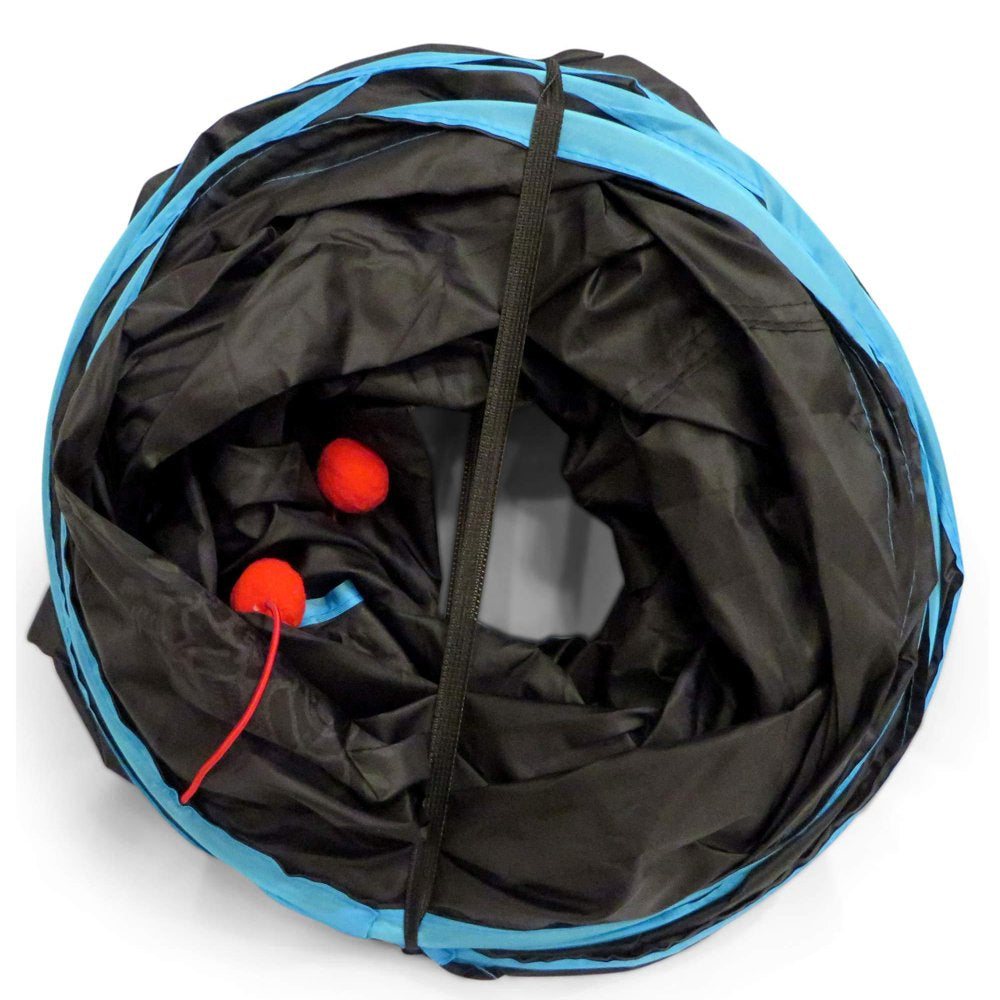 Feline Ruff Premium 4 Way Cat Tunnel. Extra Large 12 Inch Diameter and Extra Long. a Big Collapsible Play Toy. Wide Pet Tunnel Tube for Rabbits, Kittens, Large Cats, and Dogs. Black/Blue Animals & Pet Supplies > Pet Supplies > Cat Supplies > Cat Toys Feline Ruff