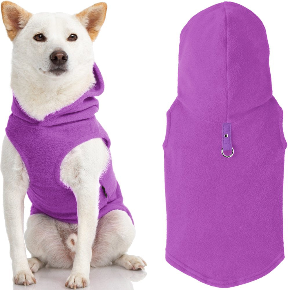 Gooby Fleece Vest Hoodie Dog Sweater - Green, X-Small - Warm Pullover Dog Hoodie with O-Ring Leash Animals & Pet Supplies > Pet Supplies > Dog Supplies > Dog Apparel Inafiction USA, Inc. dba Gooby Pet Fashion X-Small Chest (~11") Purple