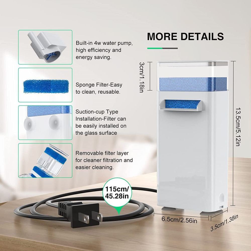 Ugerlov Turtle Tank Filter,Aquarium Waterfall Filter Low Level Water Clean Pump for Small Fish Tank Amphibian Frog Crab Habit Designed with 4W Water Pump Animals & Pet Supplies > Pet Supplies > Fish Supplies > Aquarium Filters Ugerlov