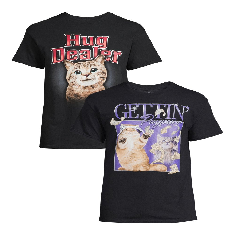 Humor Men'S & Big Men'S Hug Dealer Cat and Get Paypurr Cat Graphic T-Shirts, 2-Pack Animals & Pet Supplies > Pet Supplies > Cat Supplies > Cat Apparel Olaes Enterprises Inc   