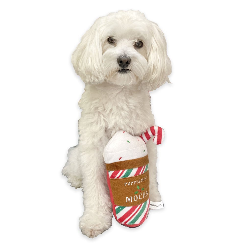 Vibrant Life Holiday Mocha Dog Toy with Squeaker for Light to Moderate Chewing Animals & Pet Supplies > Pet Supplies > Dog Supplies > Dog Toys Vibrant Life