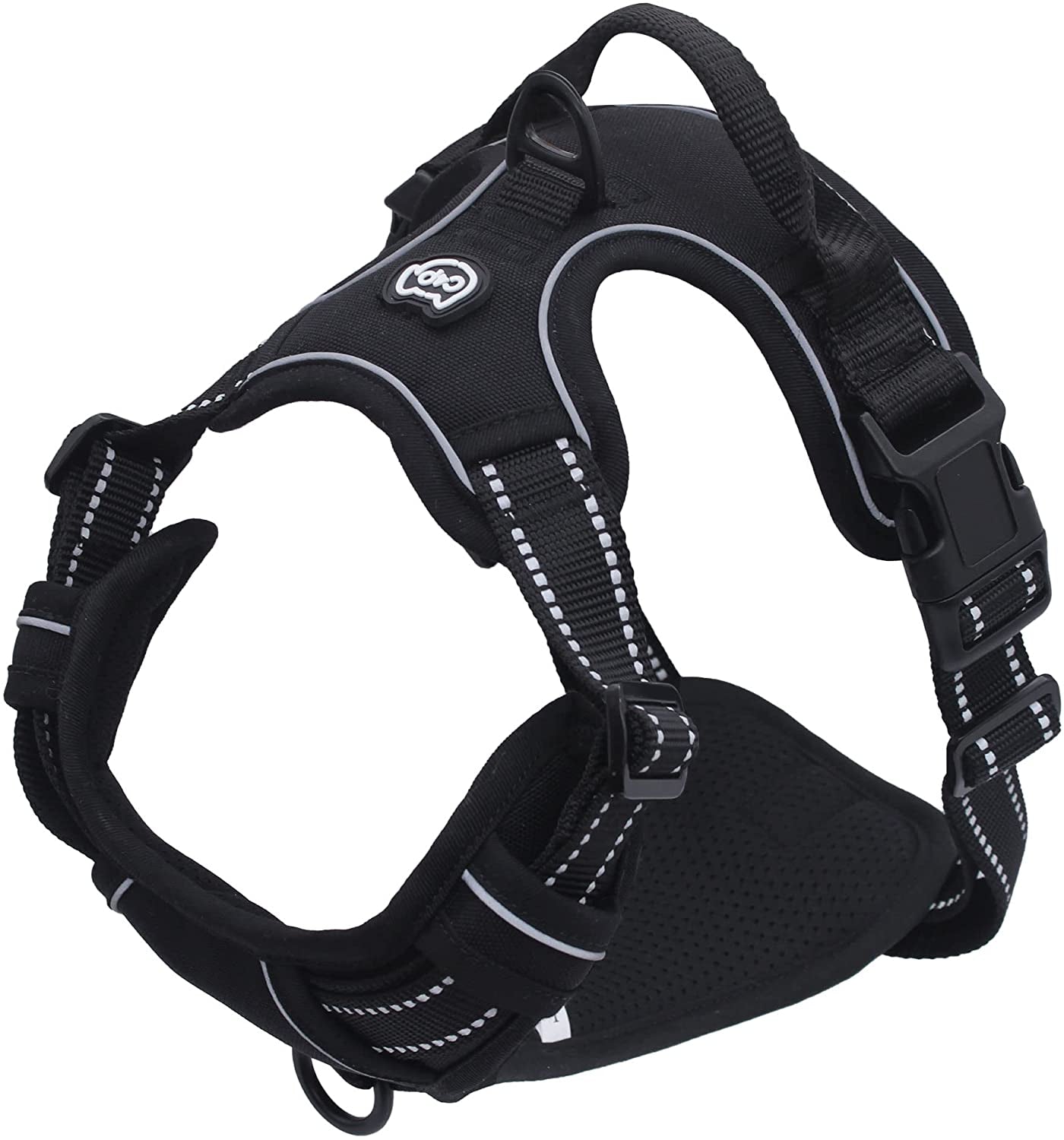 C4P No Pull Dog Harness for Medium Dogs, Dog Vest Harness for Training, Safety Fully Adjustable Dog Collar, Reflective Strip No-Choke Pet Oxford Walking Vest with Handle for Medium Dogs Purple M Animals & Pet Supplies > Pet Supplies > Dog Supplies > Dog Apparel C4P Black XL