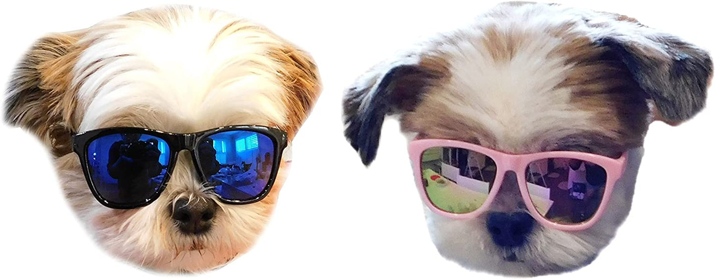 G014 Dog Pet 80S Sunglasses Goggles for Small Dogs up to 15Lbs (Pink) Animals & Pet Supplies > Pet Supplies > Dog Supplies > Dog Apparel Style Vault 2-pack Black-blue mr+Pink-pink mr