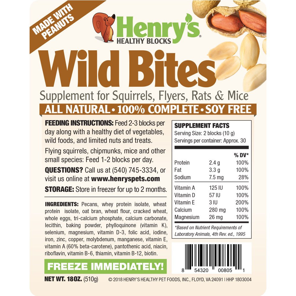 Henry’S Wild Bites – Nutritionally Complete Food for Squirrels, Flying Squirrels, and Chipmunks Animals & Pet Supplies > Pet Supplies > Small Animal Supplies > Small Animal Food Henry's Healthy Pet Foods, Inc.