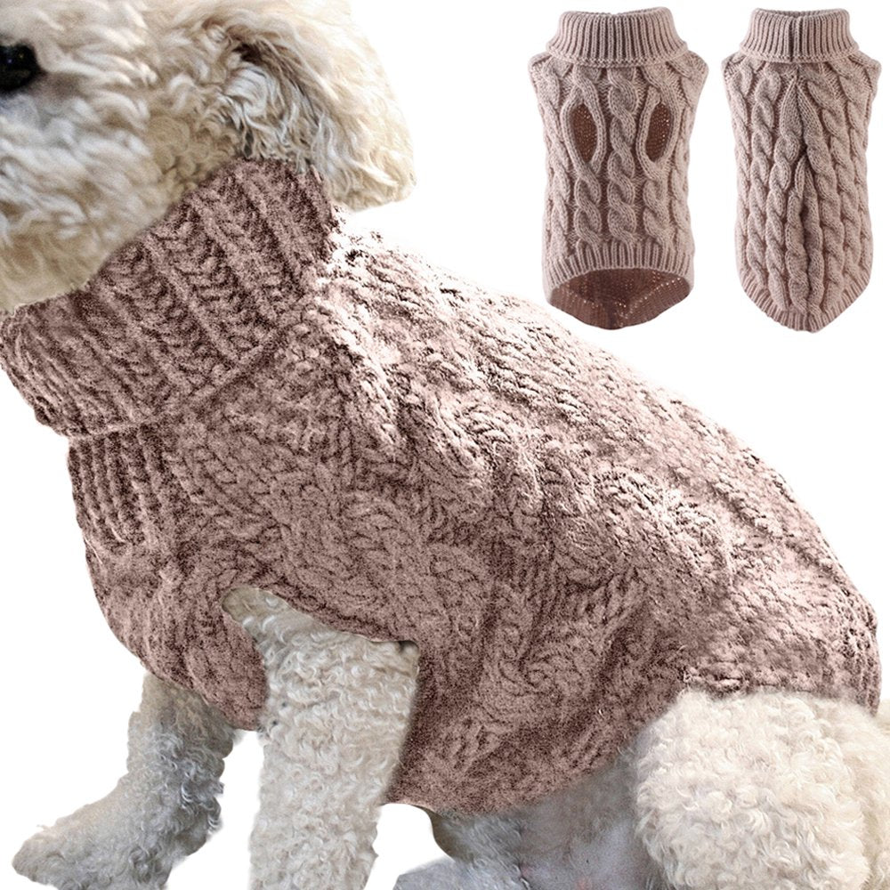 Dog Sweater Solid Color Turtleneck Pet Knitwear Large Dog Clothes Pet Apparel Animals & Pet Supplies > Pet Supplies > Dog Supplies > Dog Apparel Bangcool Khaki