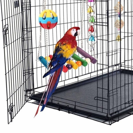 5Pcs/Set Parrot Toy Bird Cage Bell String Swing Hammock Parrot Chew Toy Animals & Pet Supplies > Pet Supplies > Bird Supplies > Bird Toys Willstar 5pcs Multicolor 