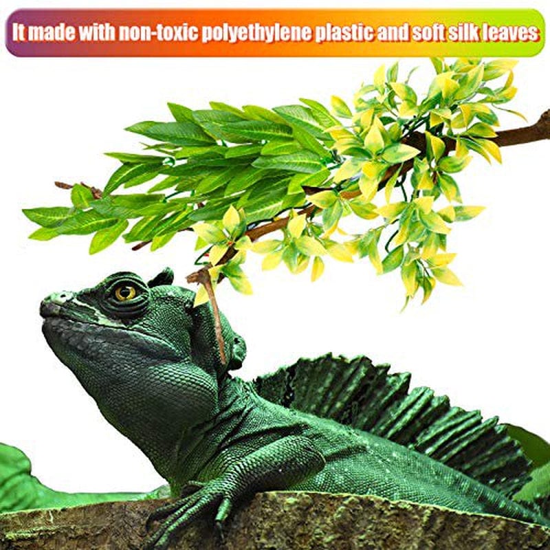 5Pieces Artificial Reptile Plants Lifelike Reptiles Terrarium Leaves Plastic Reptile Habitats Plant Amphibian Hanging Terrarium Plants Decorations with Suctioncups for Hermit Crab Lizards Ge Animals & Pet Supplies > Pet Supplies > Reptile & Amphibian Supplies > Reptile & Amphibian Habitats WILLBOND