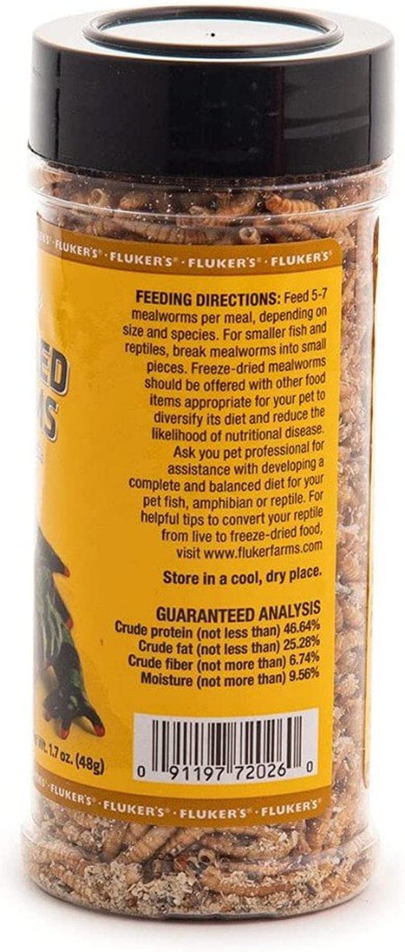 6.8 Oz (4 X 1.7 Oz) Flukers Freeze-Dried Mealworms for Reptiles, Birds, Tropical Fish, Amphibians and Hedgehogs Animals & Pet Supplies > Pet Supplies > Reptile & Amphibian Supplies > Reptile & Amphibian Food Fluker's