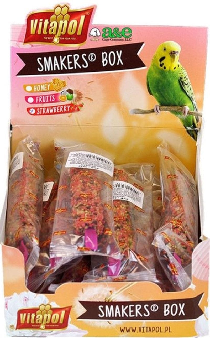 6 Count (3 X 2 Ct) AE Cage Company Smakers Finch Fruit Treat Sticks Animals & Pet Supplies > Pet Supplies > Bird Supplies > Bird Treats A&E Cage 36 count (3 x 12 ct)