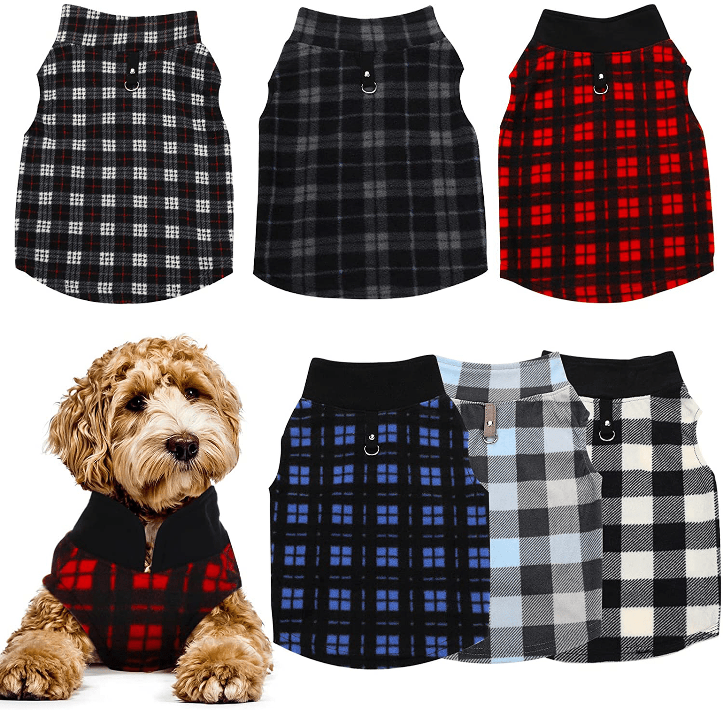 6 Pieces Dog Clothes Dog Sweater with Leash Ring Soft Winter Pet Clothes Warm Dog Sweatshirt PET Fleece Sweater Vest Dog Cozy Jacket for Dogs Supplies Animals & Pet Supplies > Pet Supplies > Dog Supplies > Dog Apparel Frienda Adorable Color Medium