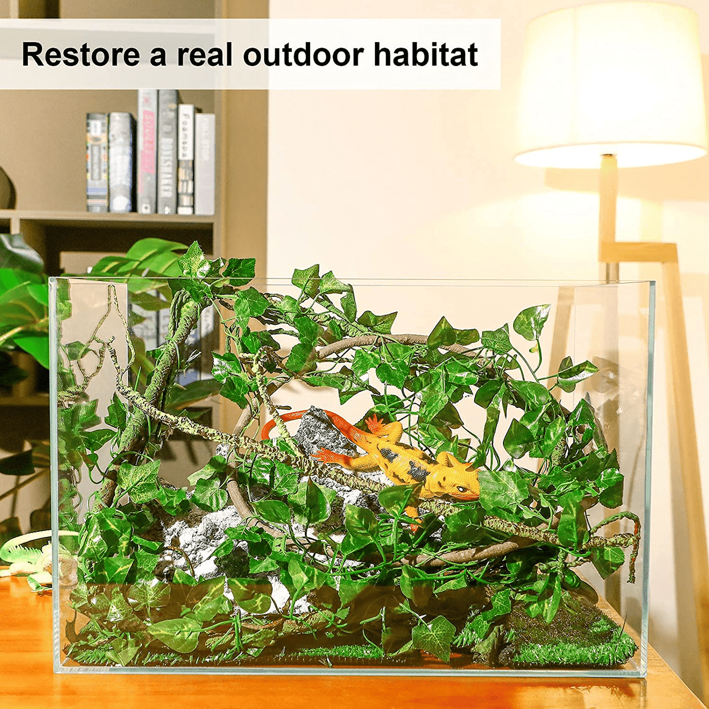 6 Pieces Reptile Terrarium Decoration Set Reptile Jungle Vines Artificial Plant Leaves with Suction Cups Pet Habitat Decor for Bearded Dragon, Chameleon Gecko Lizards Snakes Tree Frog More Reptiles Animals & Pet Supplies > Pet Supplies > Reptile & Amphibian Supplies > Reptile & Amphibian Habitat Accessories Luinabio