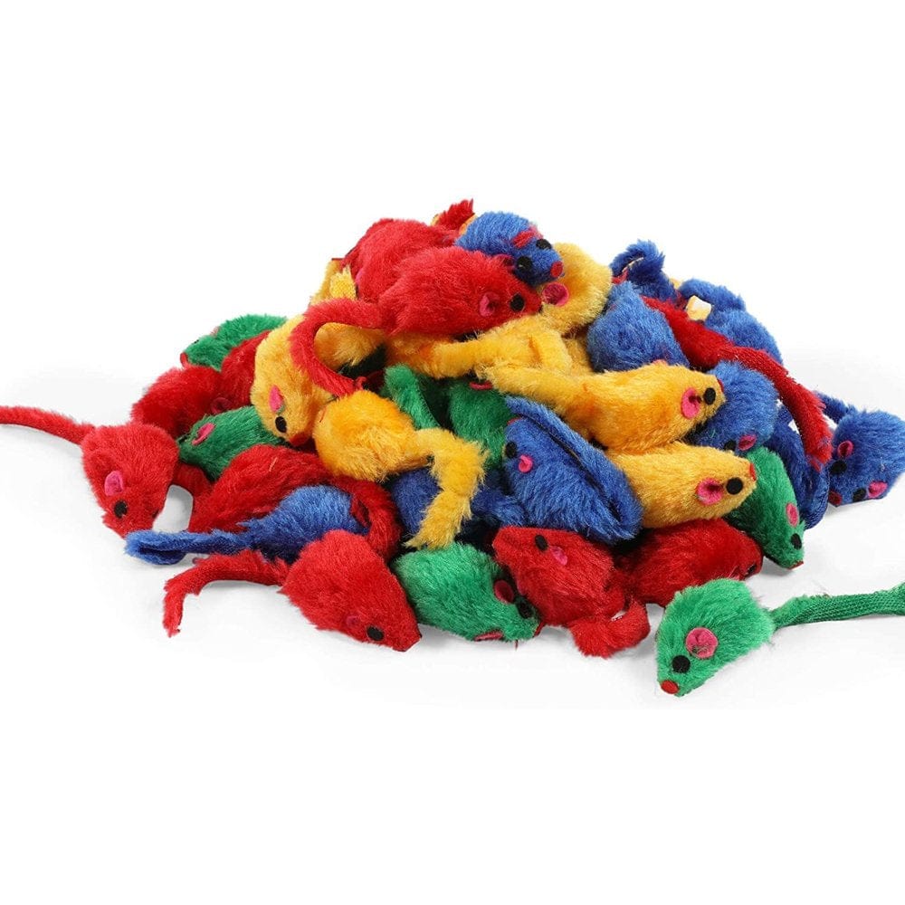 60 Pcs 2" Cat Mice Toys, Colorful Mouse with Rattle Sound for Kitten Animals & Pet Supplies > Pet Supplies > Cat Supplies > Cat Toys Juvale