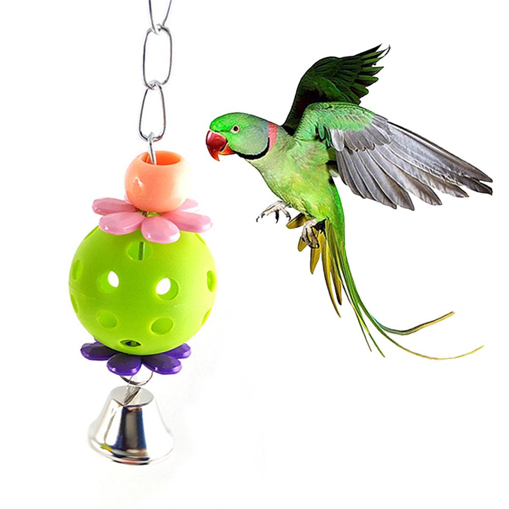 Besufy Parrot Bite Toy,Colorful Pet Bird Bites Toy Parrot Chew Ball Cage Hanging Cockatiel Birds Bell Animals & Pet Supplies > Pet Supplies > Bird Supplies > Bird Toys Besufy