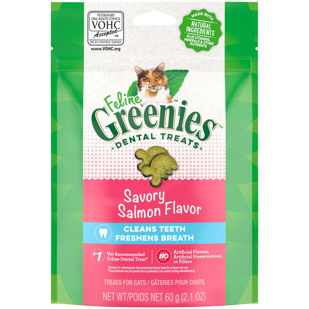 Greenies Savory Salmon Flavor Dental Crunchy Treat for Cat, 4.6 Oz. Animals & Pet Supplies > Pet Supplies > Cat Supplies > Cat Treats Mars Petcare 2.1 oz  