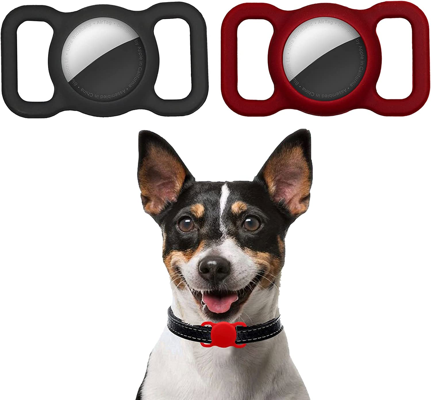 Air Tag Dog Collar Holder Waterproof Small Compatible Protective Cover for Apple Airtag GPS Tracking Dog Cat Soft Silicone Waterproof Protective for Pet Dog Cat and Children Elderly Bags Electronics > GPS Accessories > GPS Cases YAFIYGI 2PCS Black+Red  