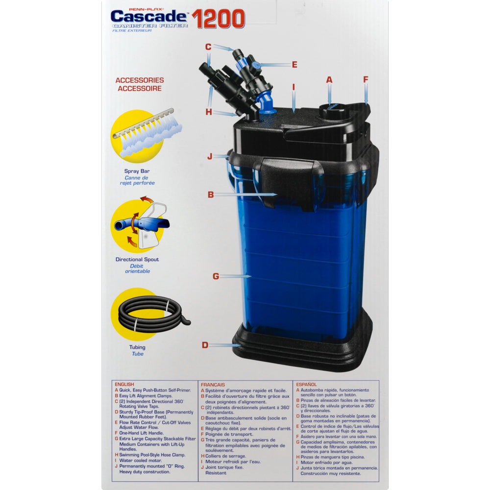 Penn-Plax Cascade 1200 Aquarium Canister Filter – 315 Gallons per Hour Animals & Pet Supplies > Pet Supplies > Fish Supplies > Aquarium Filters Penn-Plax