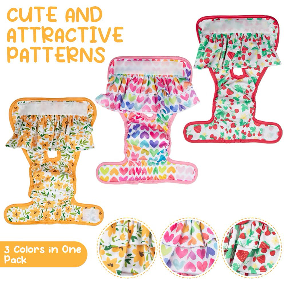 Shininglove 3 Pack Dog Diapers Female Reusable Dog Diapers for Female Dogs, Absorbent Washable Dog Diapers Dog Panties for Dogs in Heat or Excitable Urination Animals & Pet Supplies > Pet Supplies > Dog Supplies > Dog Diaper Pads & Liners ShiningLove