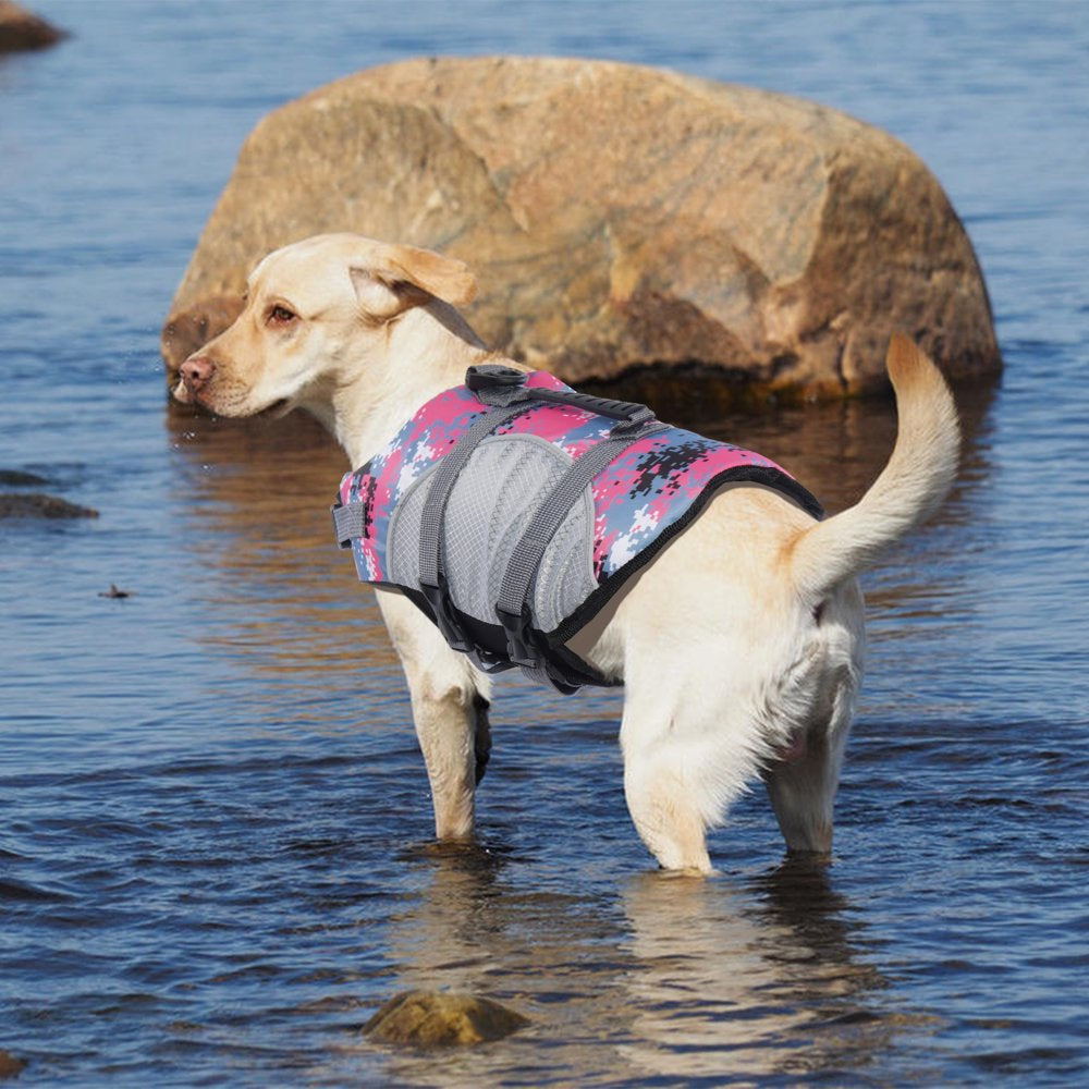 Kuoser Dog Life Jacket, Adjustable Ripstop Pet Safety Vest with Reflective Stripes, Dog Lifesaver with Rescue Handle for Small Medium Large Dog Animals & Pet Supplies > Pet Supplies > Dog Supplies > Dog Apparel Kusoer