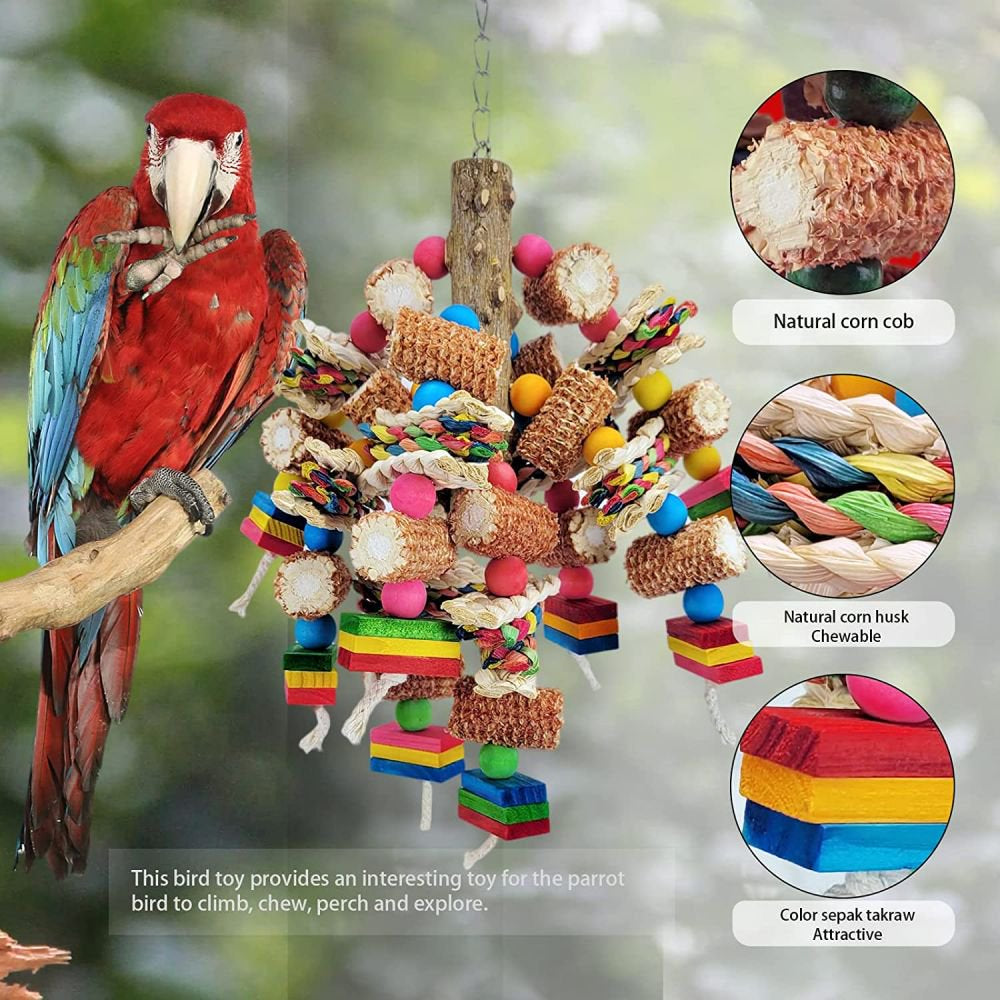 Bird Toys,Multi-Color Wooden Block Bird Toys, Natural Parrot Chew Toys for African Grey Parrots, Small and Medium-Sized Macaws Food Grade Toys, Love Birds Parrot Cage Toys Animals & Pet Supplies > Pet Supplies > Bird Supplies > Bird Toys Ugerlov