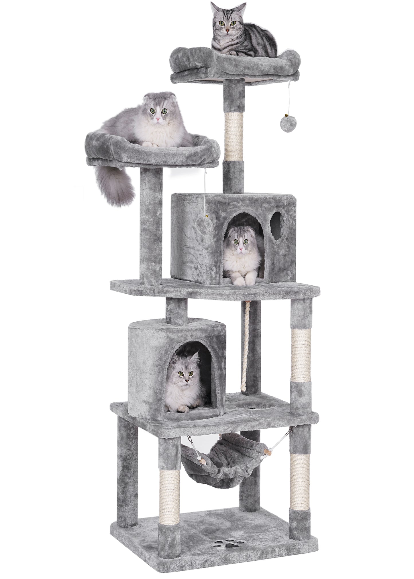 BEWISHOME Cat Tree Condo Furniture Kitten Activity Tower Pet Kitty Play House with Scratching Posts Perches Hammock MMJ01 Animals & Pet Supplies > Pet Supplies > Cat Supplies > Cat Furniture BEWISHOME Light Gray