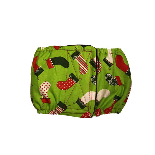 Barkertime Christmas Stockings on Green Washable Dog Belly Band Male Wrap - Made in USA Animals & Pet Supplies > Pet Supplies > Dog Supplies > Dog Diaper Pads & Liners Barkertime XS  