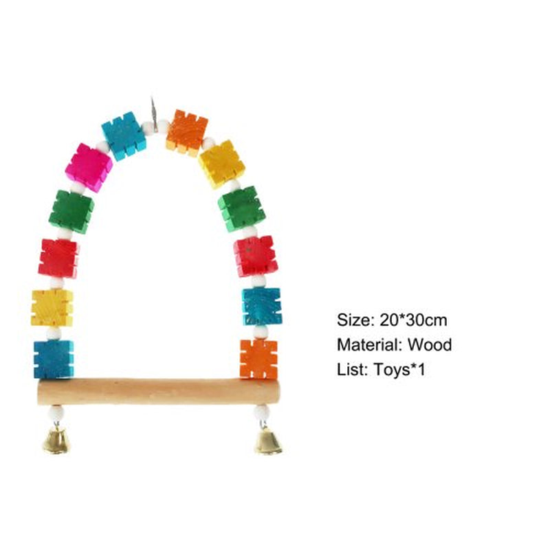 Cheers.Us Bird Toys Parrot Toys,Parrot Swing Toys,Parrots, Parrot Perch Hanging Swing,Love Birds,Colorful Blocks Natural Wood Cage Accessories,Finches Parakeet Toys Bird Cage Accessories Animals & Pet Supplies > Pet Supplies > Bird Supplies > Bird Cage Accessories Cheers.US   