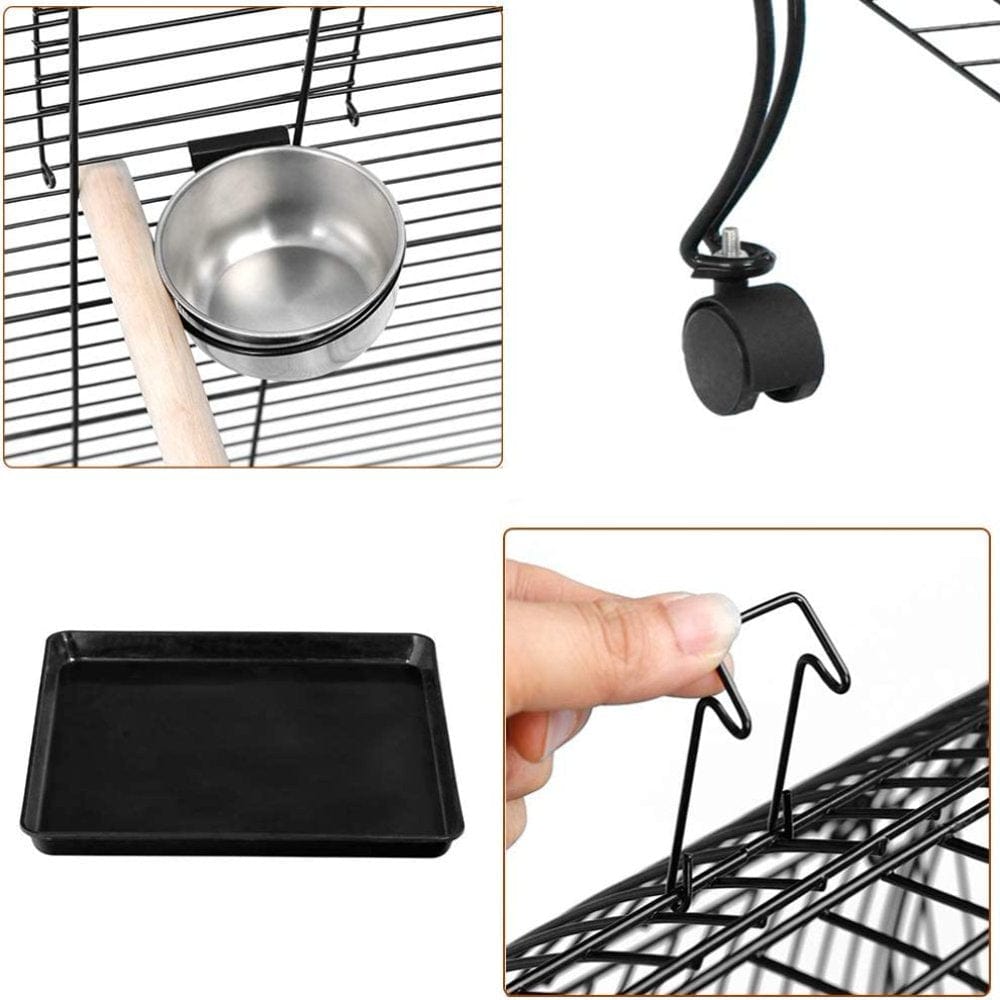 635 Inches Medium Bird Cage Open Top Parrot Cage with Detachable Stand Rolling Wheels Lovebird Cockatiel Quaker Sun Parakeet Green-Cheek Conure Cage Animals & Pet Supplies > Pet Supplies > Bird Supplies > Bird Cages & Stands JayDAYon