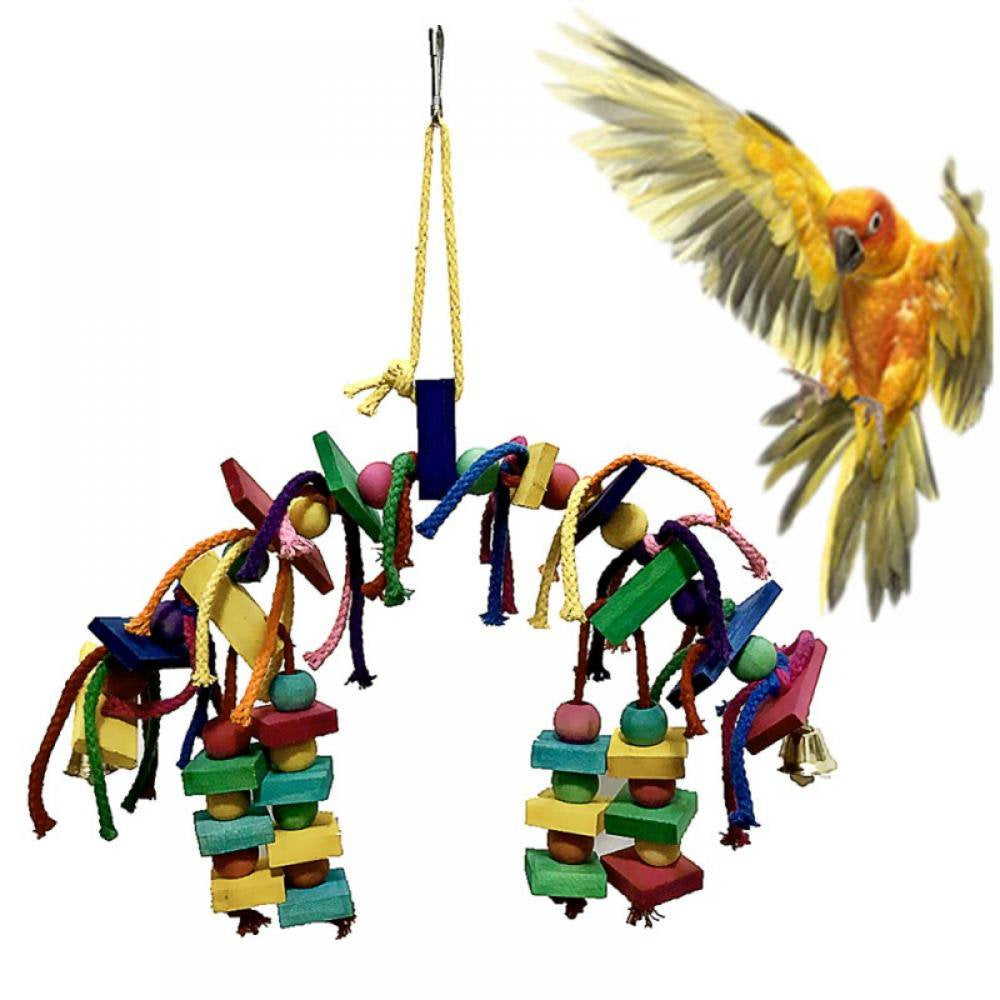 Retap 1X Pet Bird Parrot Cages Hang Toy Wood Large Rope Cave Ladder Bell Chew Bit Game Animals & Pet Supplies > Pet Supplies > Bird Supplies > Bird Toys NA