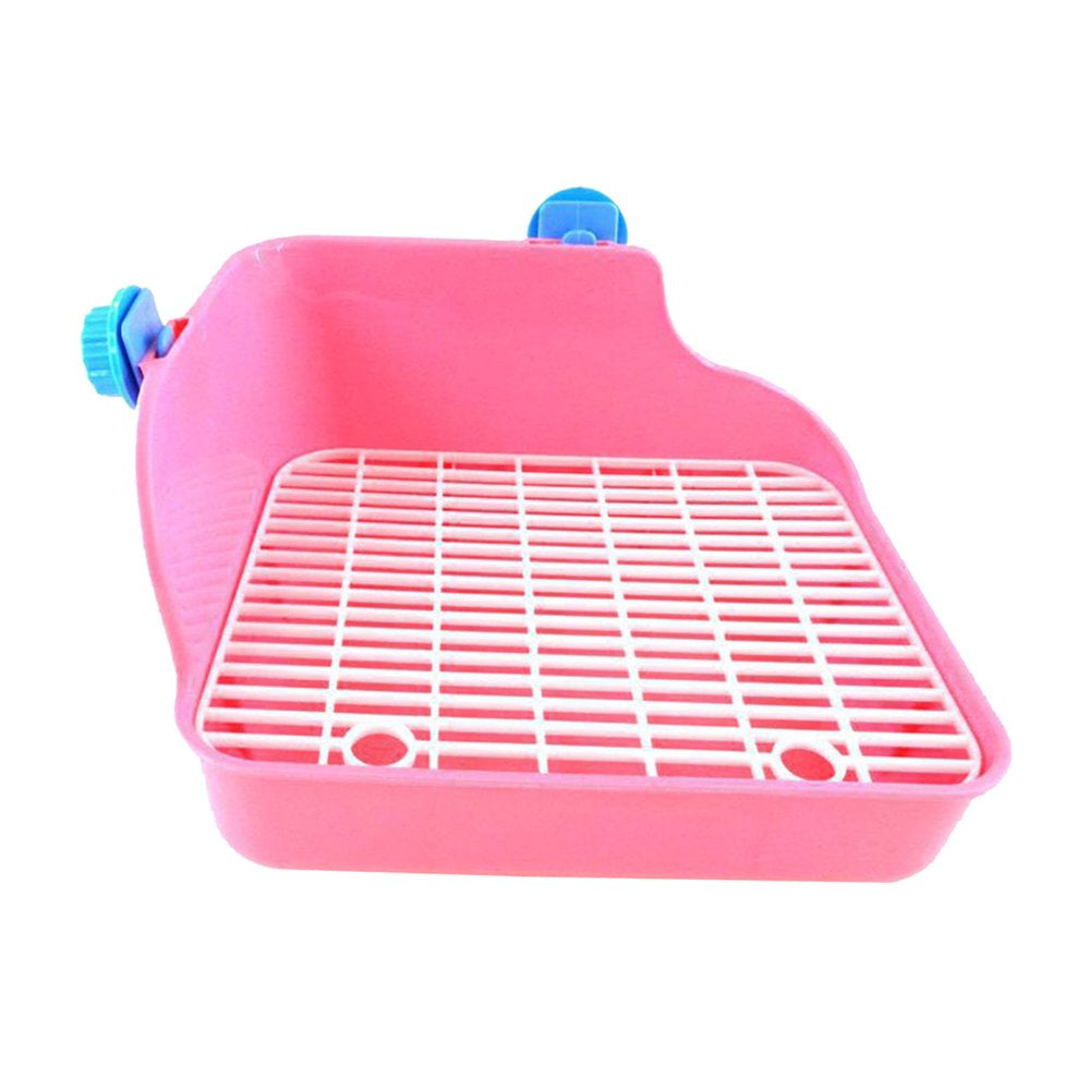 Pet Rabbit Corner Litter Box Cage Potty Trainer Rectangular Pet Pan Cleaning Guinea Pigs Hamster Animals & Pet Supplies > Pet Supplies > Small Animal Supplies > Small Animal Bedding Gazechimp Pink