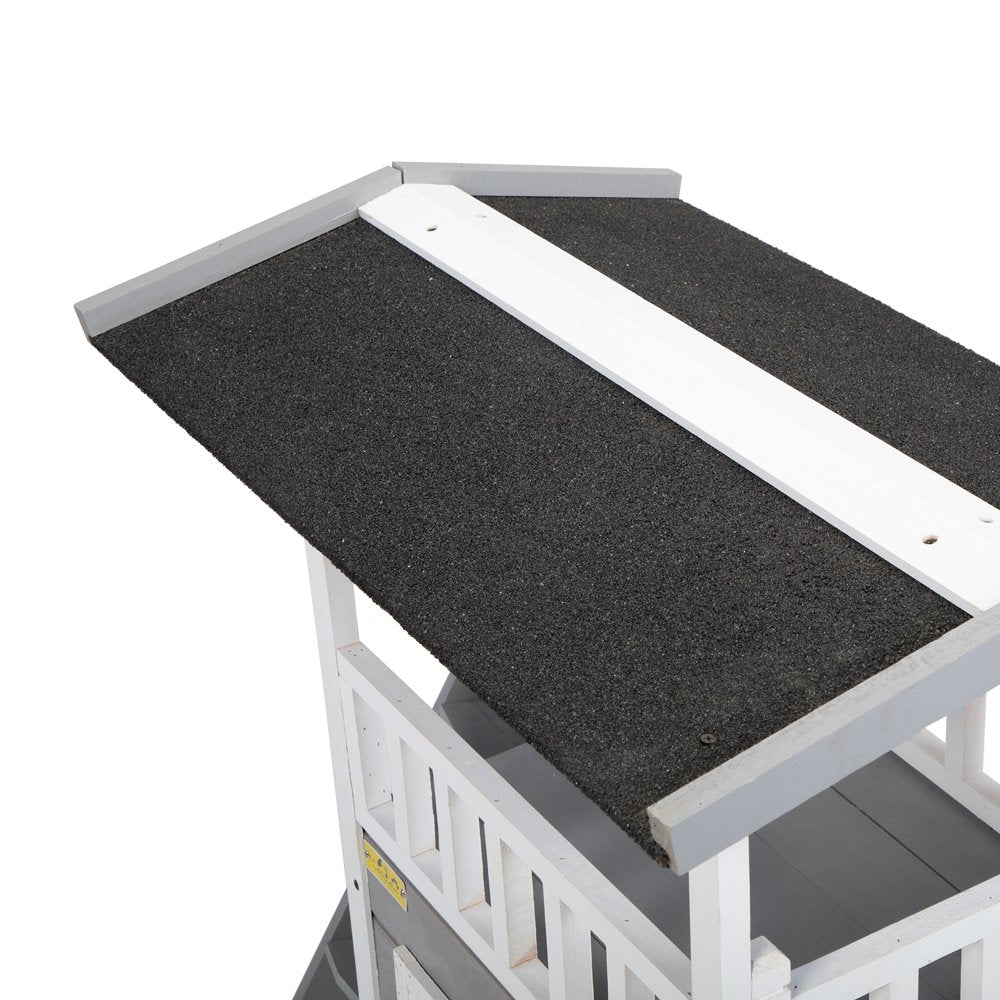 Coziwow Wooden Cat Dog House Outdoor with Shelter Balcony, Gray Animals & Pet Supplies > Pet Supplies > Dog Supplies > Dog Houses Jaxpety