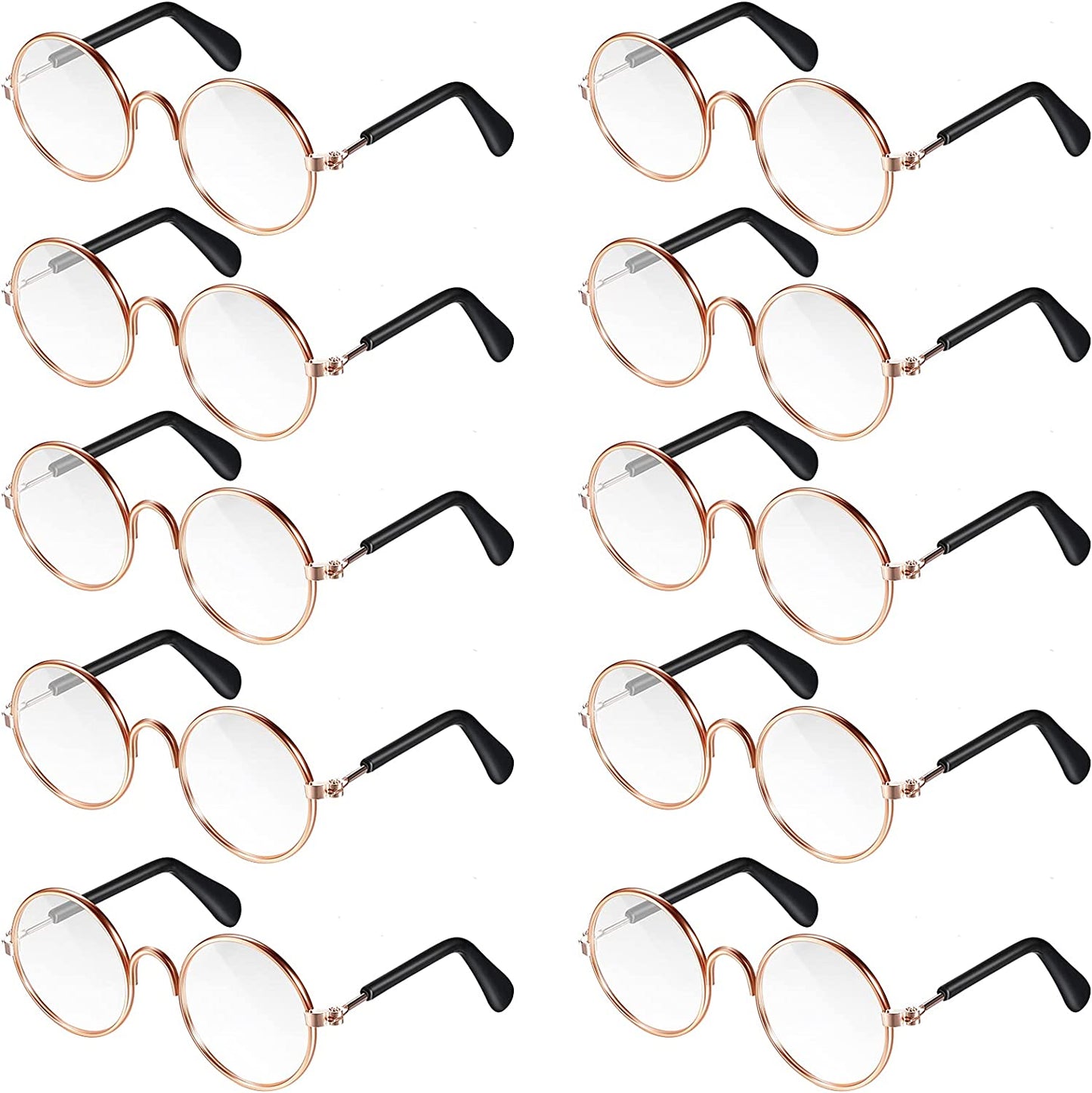 10 Piece Cat Dog Sunglasses Funny Pet Glasses round Halloween Metal Cat Classic Retro Sunglasses Pet Hippie Cute Dog Cat Cosplay Party Costume Photo Props Halloween Cosplay Glasses (Mixed Color) Animals & Pet Supplies > Pet Supplies > Dog Supplies > Dog Apparel Frienda Transparent