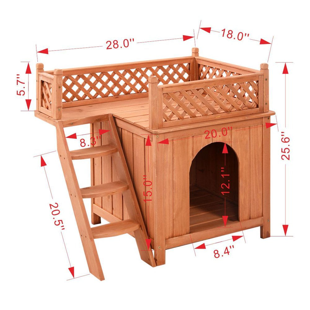 Topbuy Wooden Puppy Dog House Wood Pet Room W/ Raised Roof for Balcony Animals & Pet Supplies > Pet Supplies > Dog Supplies > Dog Houses Topbuy
