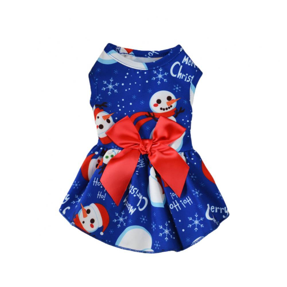 Holiday Dog Dress Cute Chrisimas Pet Dresses Skirts Christmas Doggie Bowknot Dresses Thanksgiving Puppy Festival Skirts Pet Summer Apparel Clothes for Dogs Cats Pets Animals & Pet Supplies > Pet Supplies > Cat Supplies > Cat Apparel Jolly's XL Blue