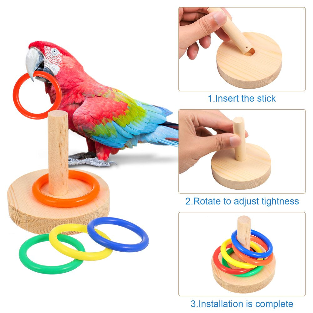 HEQUSIGNS Bird Parakeets Swing Toys Set, 5Pcs Bird Toys Set Hanging Bell Swing, Skateboard, Basketball Toy, Stacking Toy and Small Sepak Takraw for Budgerigar, Love Birds, Finches Animals & Pet Supplies > Pet Supplies > Bird Supplies > Bird Toys HEQUSIGNS