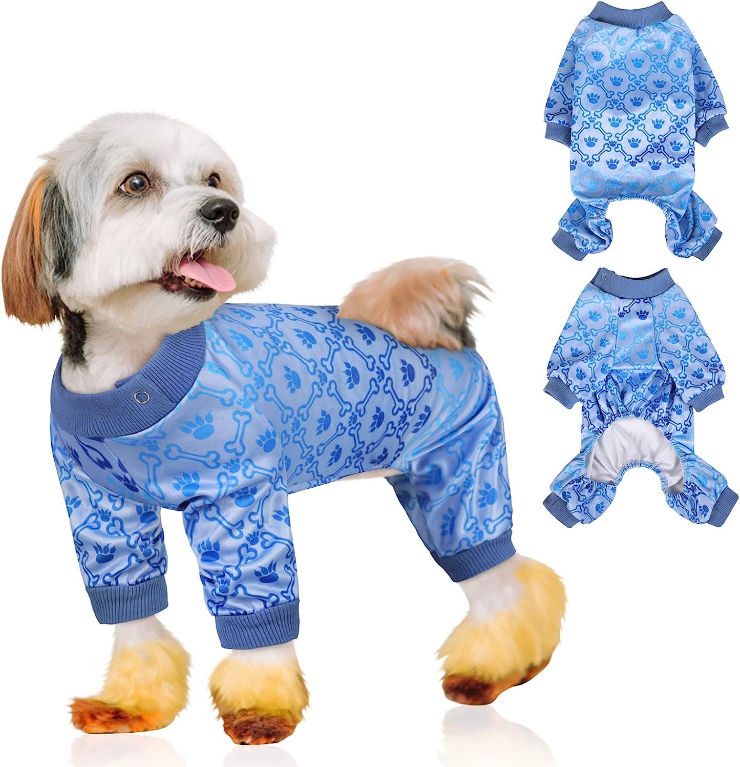 KOESON Soft Dog Pajamas, Breathable Dog Onesie Cute Puppy Jumpsuits for Hair Shedding Cover, Lightweight Doggie Pjs Shirt Warm Pet Jammies Clothes for Dogs & Cats, Fashion & Comfy Animals & Pet Supplies > Pet Supplies > Dog Supplies > Dog Apparel KOESON Blue Large