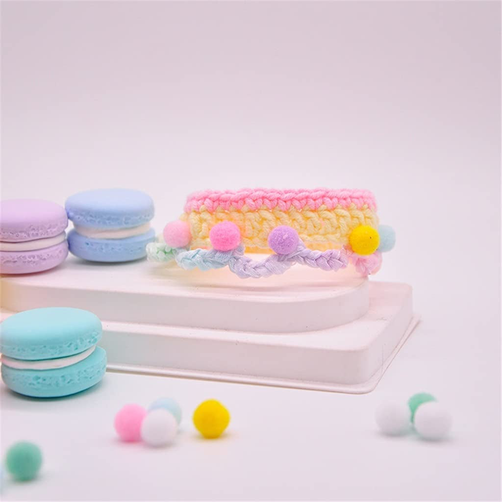 Handmade Rainbow Cats Accessories Knitted Pink Lace Adjustable Dog Bibs Bandana Cute Pet Neck Decor Scarf Ragdoll (L) Animals & Pet Supplies > Pet Supplies > Dog Supplies > Dog Apparel Tomator