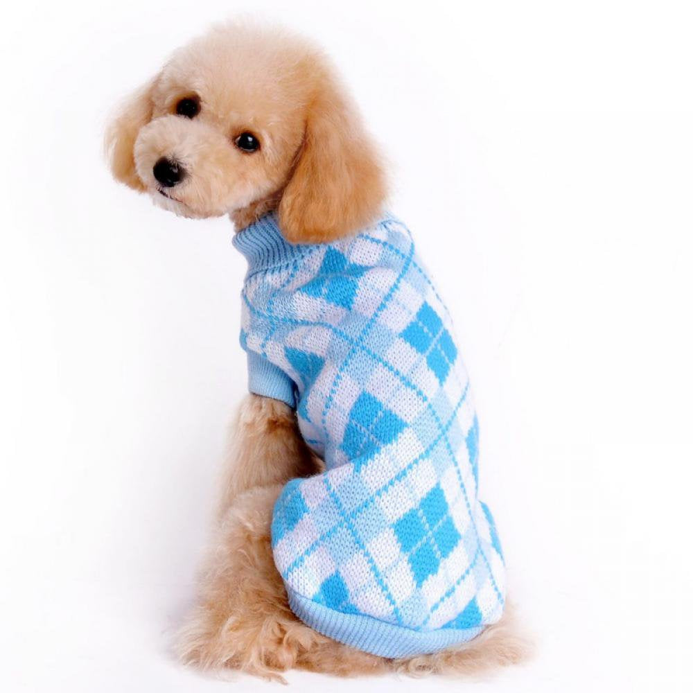 Stibadium Dog Sweater Dog Knit Sweater Plaid Dog Christmas Sweater Pet Sweatshirt with Harness Hole Winter Warm Dog Apparel Coat for Small Medium Dogs Animals & Pet Supplies > Pet Supplies > Dog Supplies > Dog Apparel Kernelly XL Light blue
