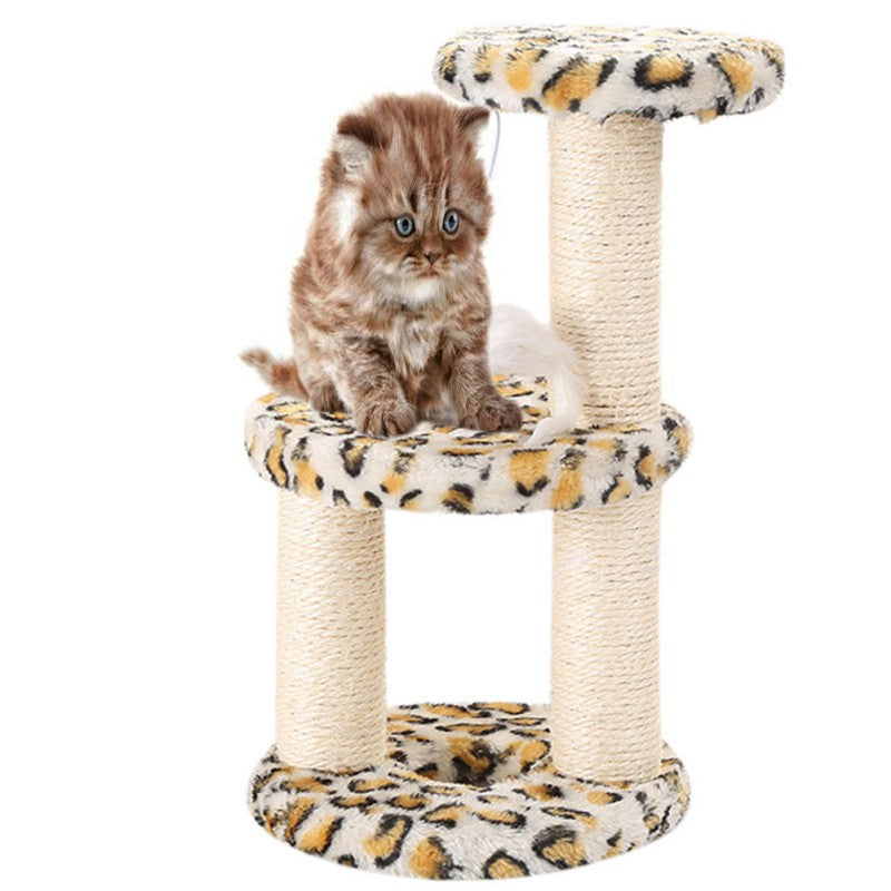 Baozhu 3 Layer Cat Trees and Towers with Scratching Post, Indoor Pet Activity Furniture Play House for Kitten - 16" Animals & Pet Supplies > Pet Supplies > Cat Supplies > Cat Furniture Baozhu