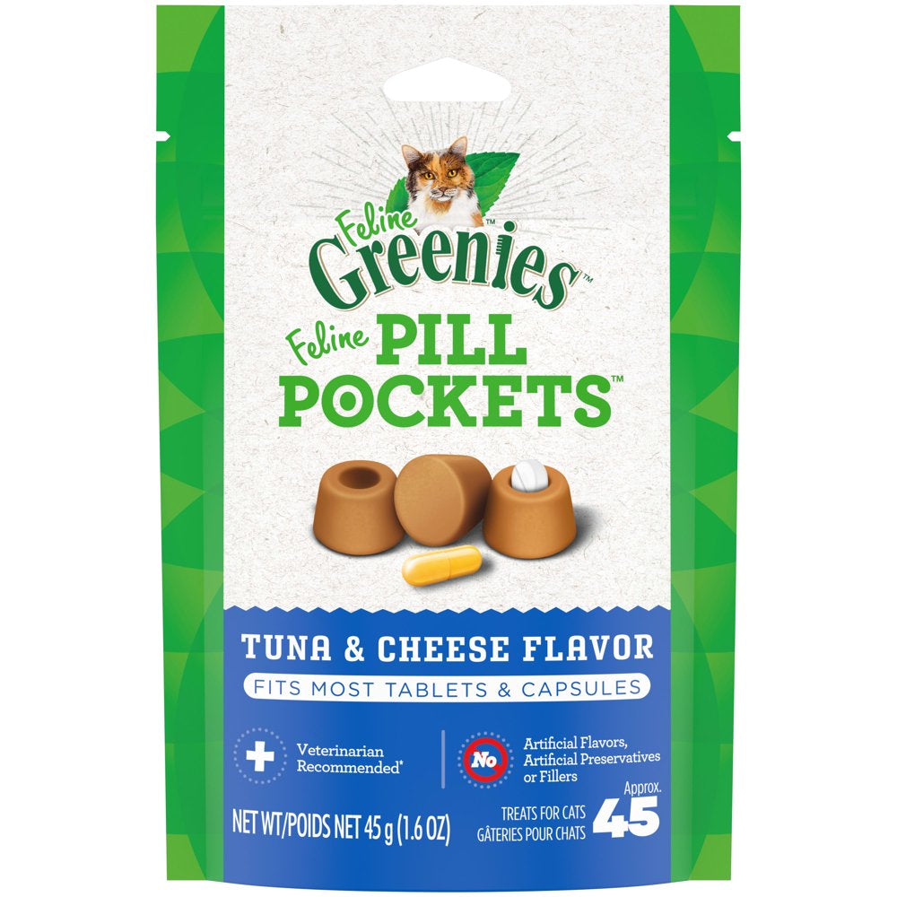 FELINE GREENIES PILL POCKETS for Cats Natural Soft Cat Treats, Chicken Flavor, 1.6 Oz. Pack (45 Treats) Animals & Pet Supplies > Pet Supplies > Cat Supplies > Cat Treats Mars Petcare Tuna & Cheese Flavor 1.6 oz