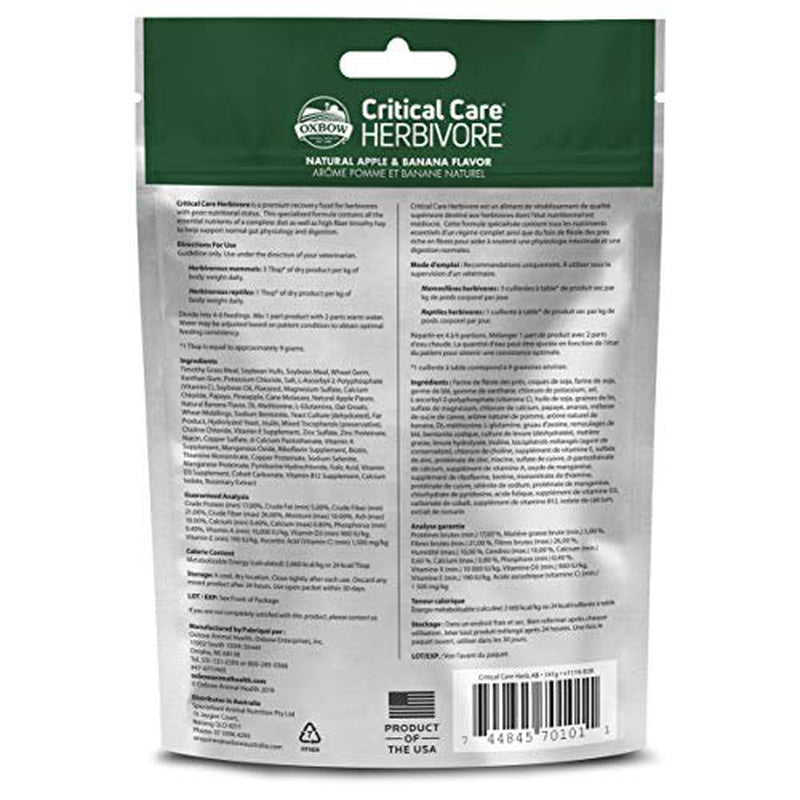 Oxbow Animal Health Critical Care, Herbivore, Apple-Banana Flavor, 141 Gram Bag Animals & Pet Supplies > Pet Supplies > Small Animal Supplies > Small Animal Food Oxbow