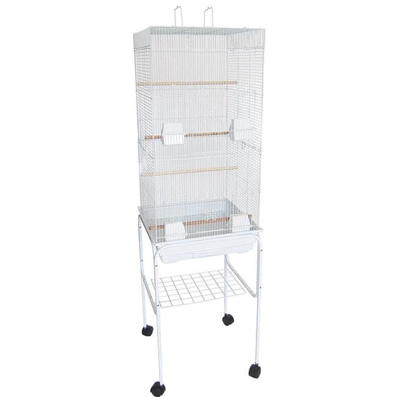 6924-4814WHT 0.37 In. Bar Spacing Tall Flat Top Bird Cage with Stand, White - 18 X 18 In. - Small Animals & Pet Supplies > Pet Supplies > Bird Supplies > Bird Cages & Stands Peticare