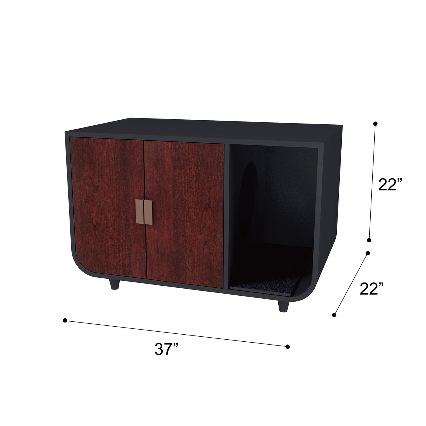 Staart Dyad Large Mid Century Wooden Cat Litter Box Cover, Walnut Animals & Pet Supplies > Pet Supplies > Cat Supplies > Cat Furniture Teamson Design Corp.