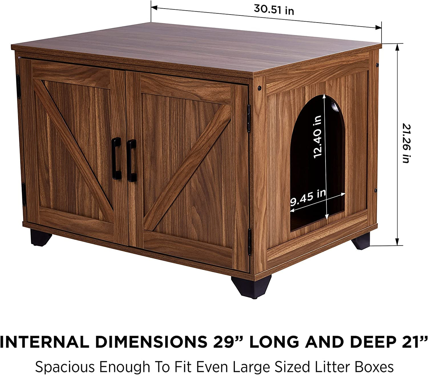 Arf Pets Cat Litter Box Enclosure Furniture, Large Hidden Cat Washroom Bench with Storage Animals & Pet Supplies > Pet Supplies > Cat Supplies > Cat Furniture Arf Pets