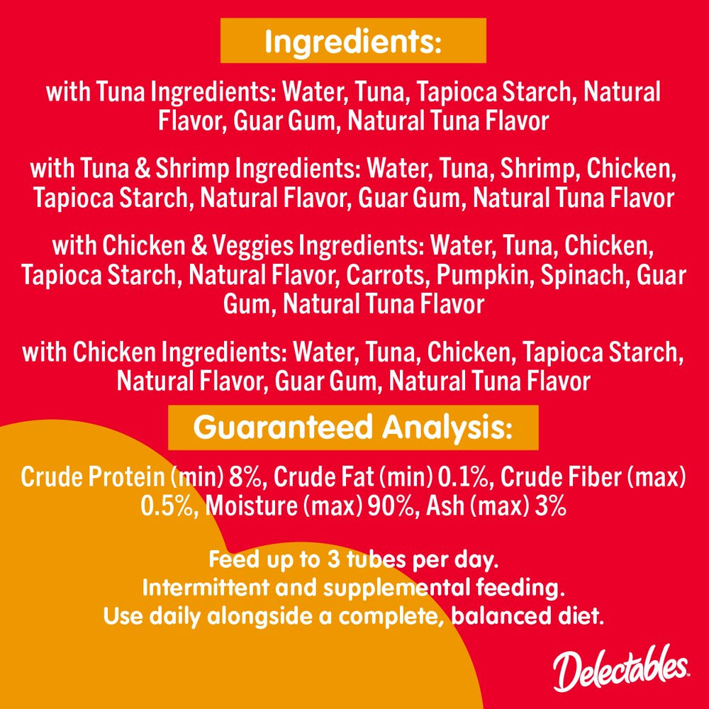 Hartz Delectables Squeeze up Interactive Lickable Wet Cat Treats Variety Pack, 48 Count Jar Animals & Pet Supplies > Pet Supplies > Cat Supplies > Cat Treats Hartz Mountain Corp.