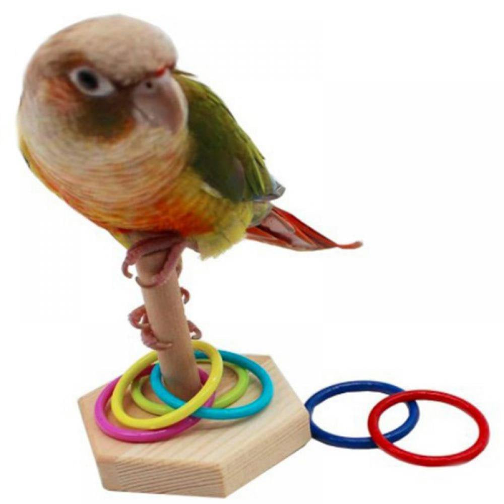 Shengshi Bird Tabletop Toy with 4-Pc Multicolor Stacking Resin Ring, Interactive Wood Play Gym for Small Birds, Bird Ring Intelligence Development Toy 1 SET Animals & Pet Supplies > Pet Supplies > Bird Supplies > Bird Gyms & Playstands Shengshi