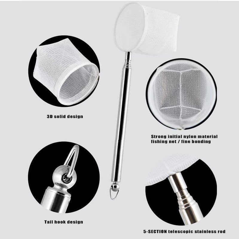 Aquarium Shrimp Net Mini Fish Net Fine Mesh Telescopic Tiny Skimming Quicknet with with Stainless Long Handle Animals & Pet Supplies > Pet Supplies > Fish Supplies > Aquarium Fish Nets Notime