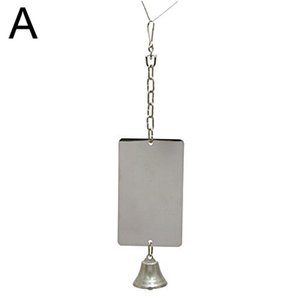 Besufy Pet Bird Toy Parrot Bird Parakeet Hanging Mirror Bell Play Toy Cage Decoration Supplies Animals & Pet Supplies > Pet Supplies > Bird Supplies > Bird Toys Besufy