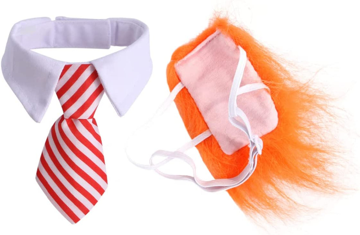 Hohopeti 1 Set Wig Bow Tie Winter Decor Winter Set Clothing Set Halloween Pet Collar Photography Prop Doggy Neckties Dog Tie Decor Festival Pet Supply Pet Halloween Wig Props the Dog Animals & Pet Supplies > Pet Supplies > Dog Supplies > Dog Apparel Hohopeti Assorted Color 30X12X1cm